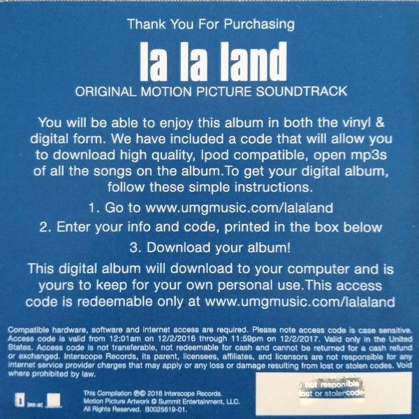 Платівка Justin Hurwitz – La La Land (Original Motion Picture Soundtrack)|Джастін Гурвіц - Ла-Ла Ленд