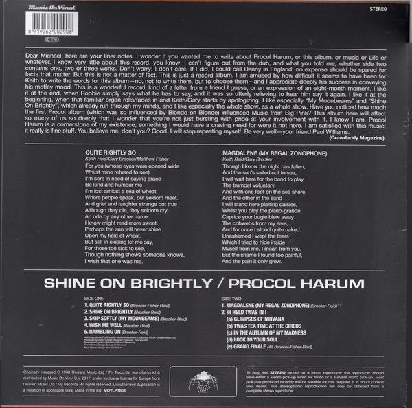 Платівка Procol Harum – Shine On Brightly|Прокол Харум-Сяйте яскраво