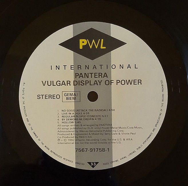 Платівка Pantera – Vulgar Display Of Power|Пантера-Вульгарна демонстрація влади