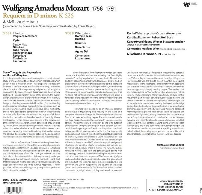Платівка Wolfgang Amadeus Mozart - Requiem|Вольфганг Амадей Моцарт - Реквієм(Remastered, Stereo, Vinyl)