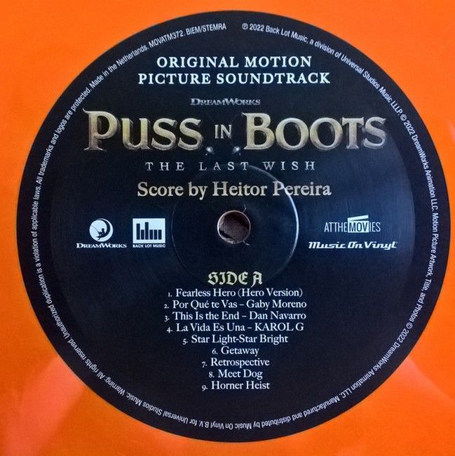 Heitor Pereira – Puss In Boots: The Last Wish (Original Motion Picture Soundtrack) (LP, Album, Limited Edition, Orange "Puss" Marbled Vinyl)