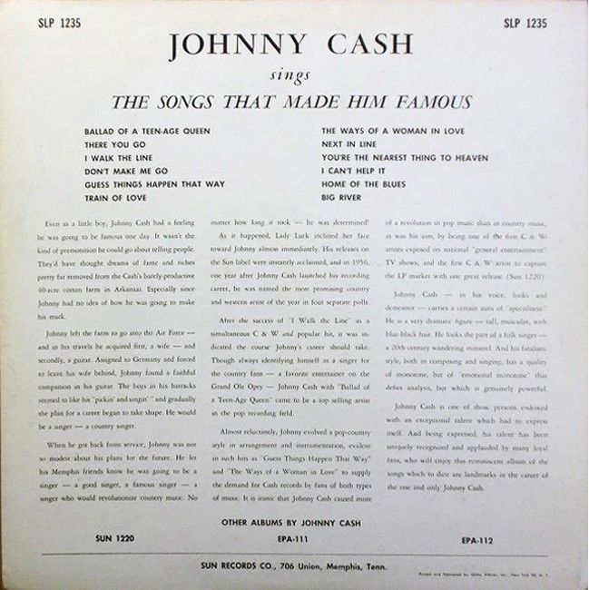 Johnny Cash – Johnny Cash Sings The Songs That Made Him Famous (LP, Limited Edition, Orange Vinyl)