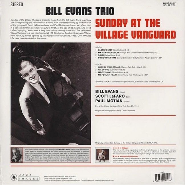 Платівка Bill Evans Trio – Sunday At The Village Vanguard|Тріо Білла Еванса-Неділя у сільському авангарді