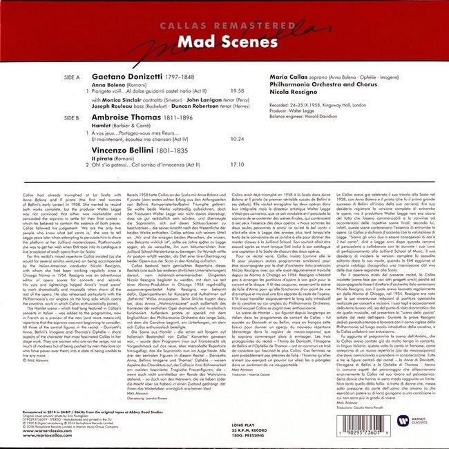 Maria Callas – Mad Scenes From Anna Bolena · Hamlet · Il Pirata (LP, Reissue, Remastered, 180g, Vinyl)