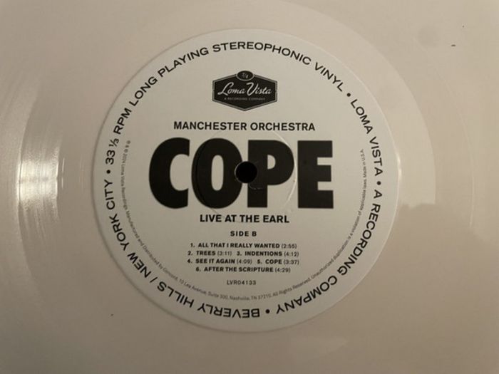 Manchester Orchestra – Cope (Live At The Earl) (LP, Limited Edition, Opaque Bone Vinyl)