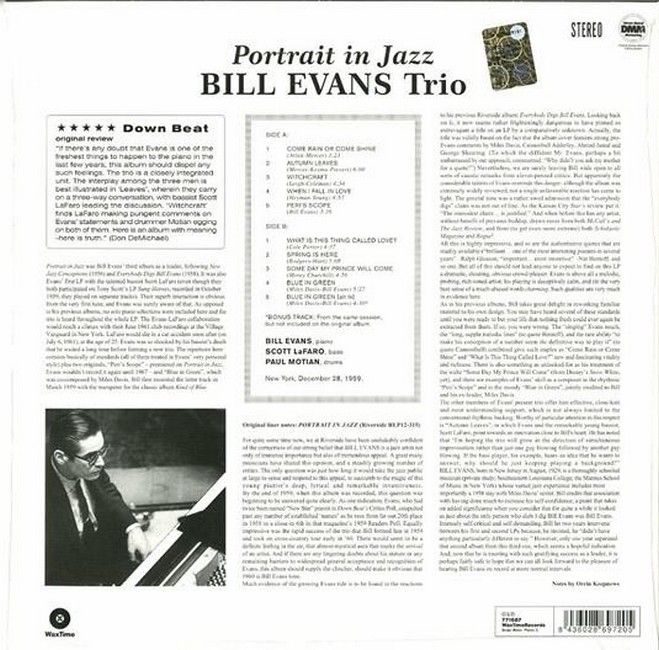 Bill Evans Trio – Portrait In Jazz (LP, Album, Limited Edition, Vinyl)
