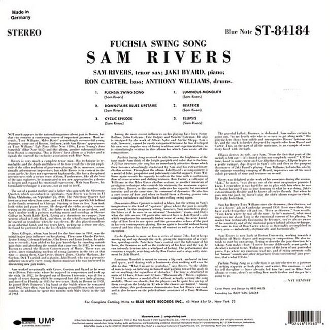 Платівка Sam Rivers – Fuchsia Swing Song|Сем Ріверс-Пісня фуксії