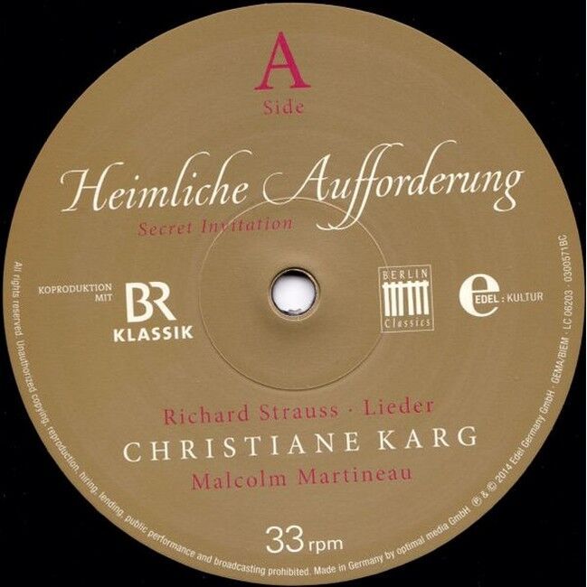 Richard Strauss - Christiane Karg, Malcolm Martineau – Heimliche Aufforderung / Secret Invitation - Lieder (Vinyl)