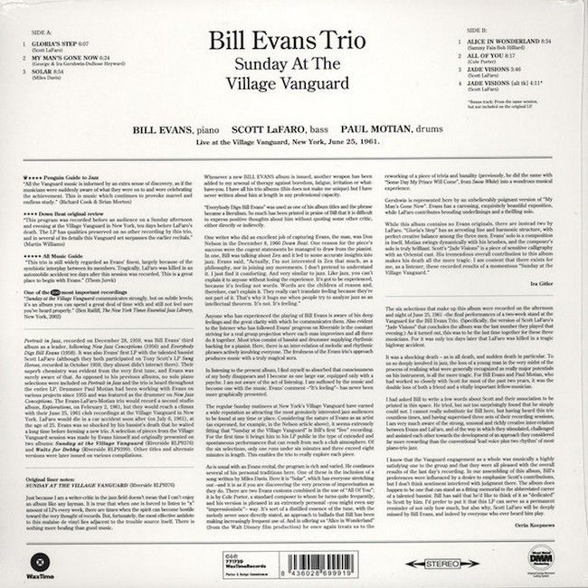 Bill Evans Trio – Sunday At The Village Vanguard (LP, Album, Stereo, Reissue, Vinyl)