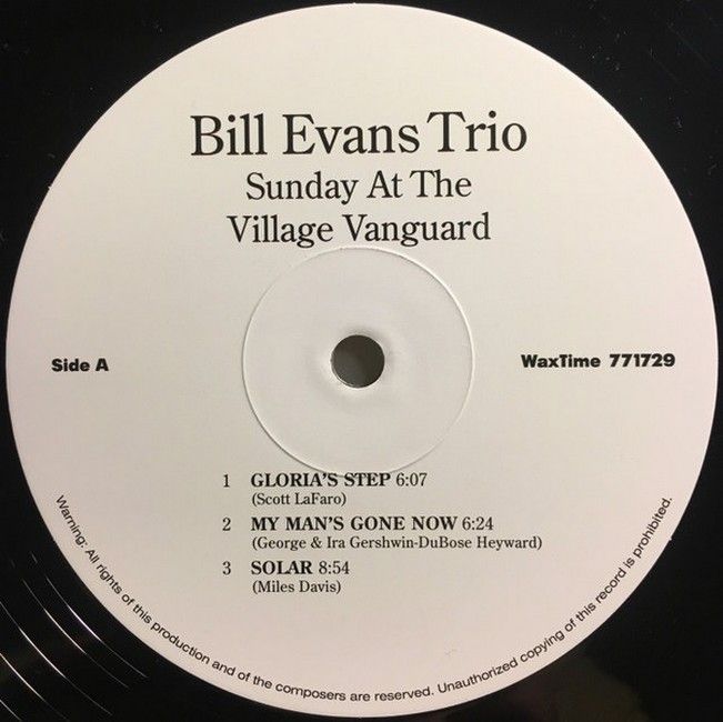 Bill Evans Trio – Sunday At The Village Vanguard (LP, Album, Stereo, Reissue, Vinyl)
