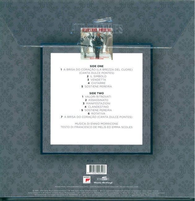 Ennio Morricone – Sostiene Pereira (Original Motion Picture Soundtrack) (LP, Album, Limited Edition, Numbered, Clear Vinyl)