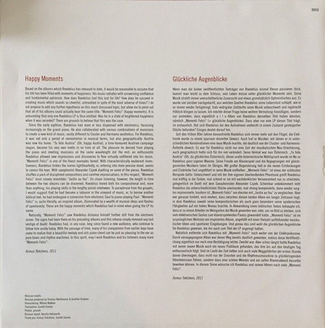 Hans-Joachim Roedelius – Momenti Felici (LP, Album, Reissue, Remastered, Vinyl)