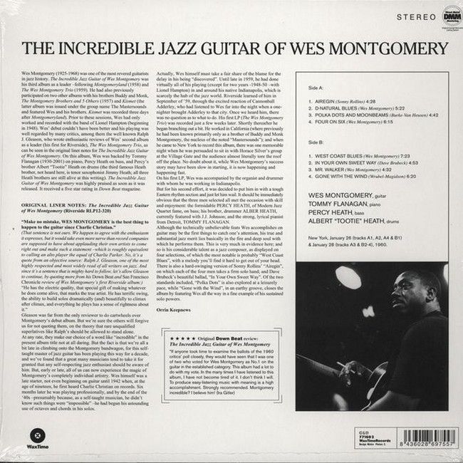 Wes Montgomery – The Incredible Jazz Guitar Of Wes Montgomery (LP, Album, Stereo, Reissue, Vinyl)