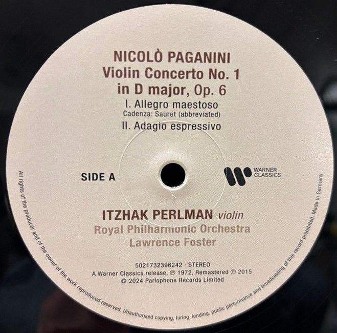 Itzhak Perlman, Lawrence Foster – Paganini : Violin Concerto No 1 / Sarasate : Carmen Fantasy (LP, Album, Vinyl)