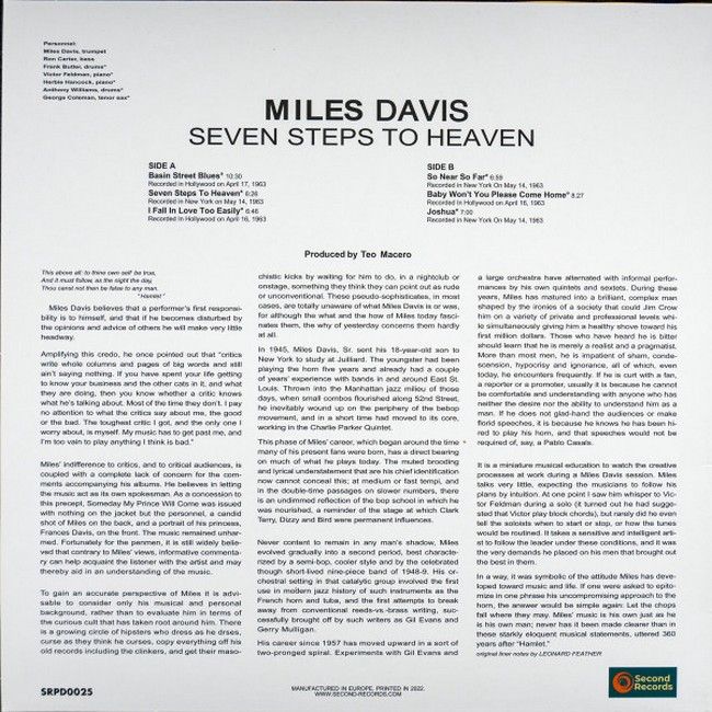 Платівка Miles Davis – Seven Steps To Heaven|Майлз Девіс-Сім сходинок до раю
