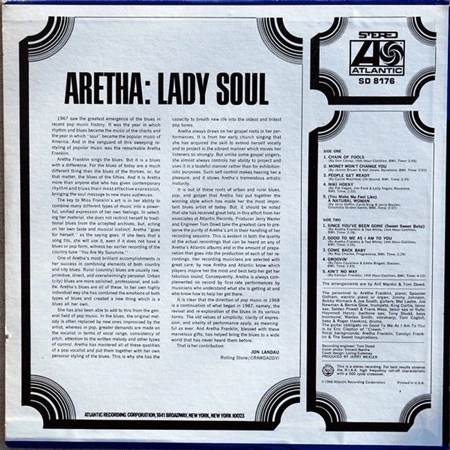 Aretha Franklin – Lady Soul (LP, Album, Limited Edition, Clear Vinyl)