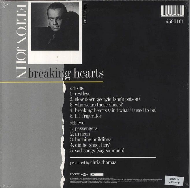 Elton John – Breaking Hearts (LP, Album, 180g, Vinyl)