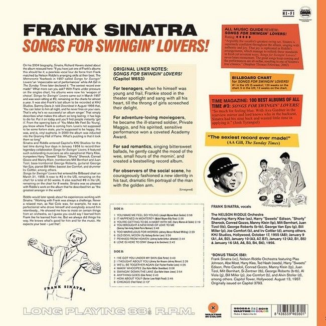 Frank Sinatra – Songs For Swingin' Lovers (LP, Album, Limited Edition, Orange Vinyl)