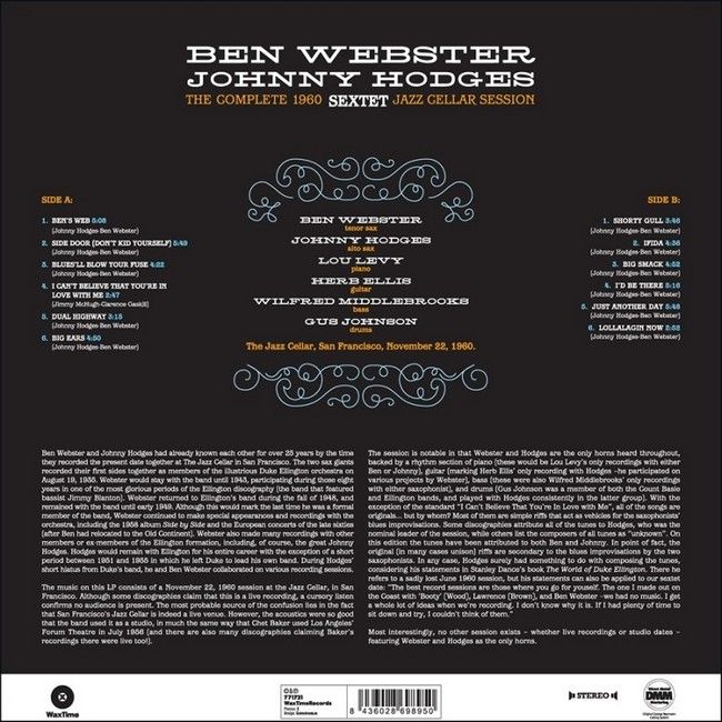 Ben Webster, Johnny Hodges – The Complete 1960 Jazz Cellar Session (LP, Album, Limited Edition, Remastered, Vinyl)