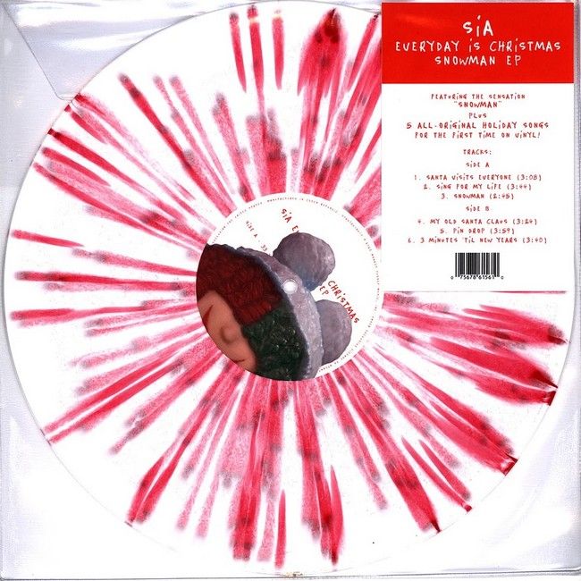 Sia – Everyday Is Christmas Snowman EP (EP, 12", 33 1/3 RPM, White W/ Red Splatter Vinyl)