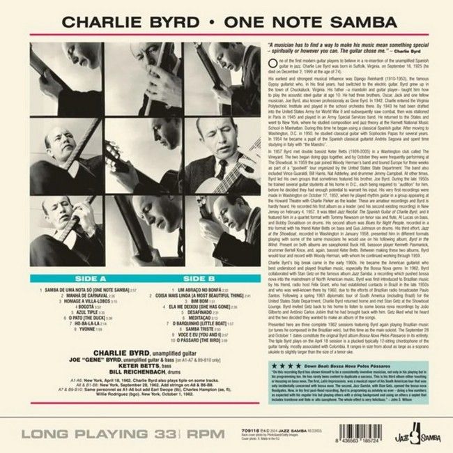 Платівка Charlie Byrd – One Note Samba|Чарлі Берд-Одна нота Самба