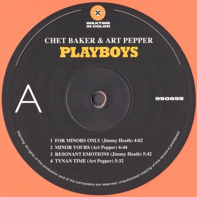 Chet Baker & Art Pepper – Playboys (LP, Album, Limited Edition, Reissue, Orange Vinyl)