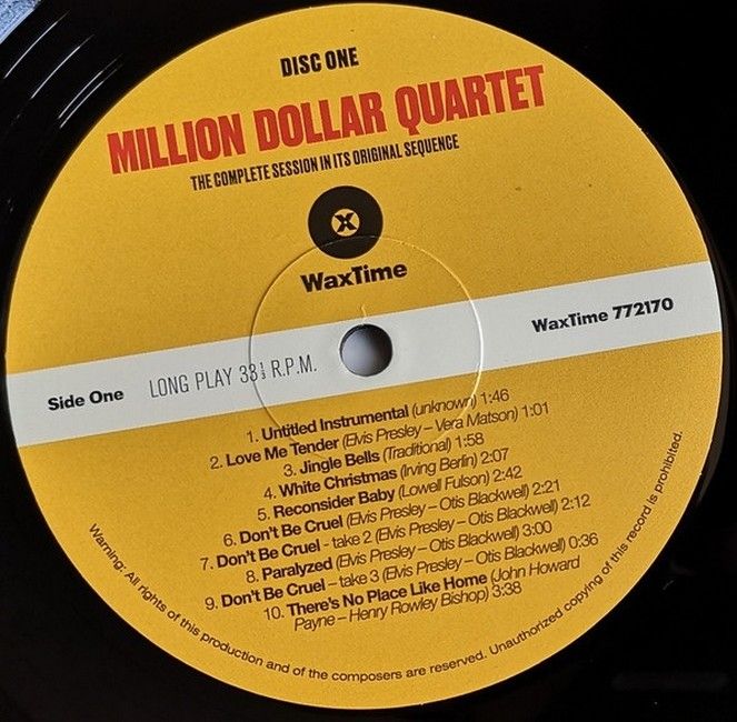 Elvis Presley, Carl Perkins, Jerry Lee Lewis, Johnny Cash – Million Dollar Quartet (The Complete Session In Its Original Sequence) (2LP, Album, Remastered, Vinyl)
