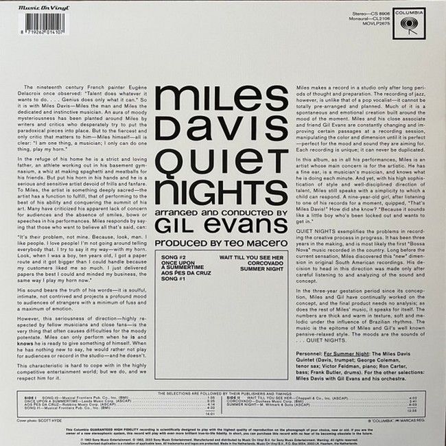 Miles Davis – Quiet Nights (LP, Album, Reissue, 180 Gram, Vinyl)