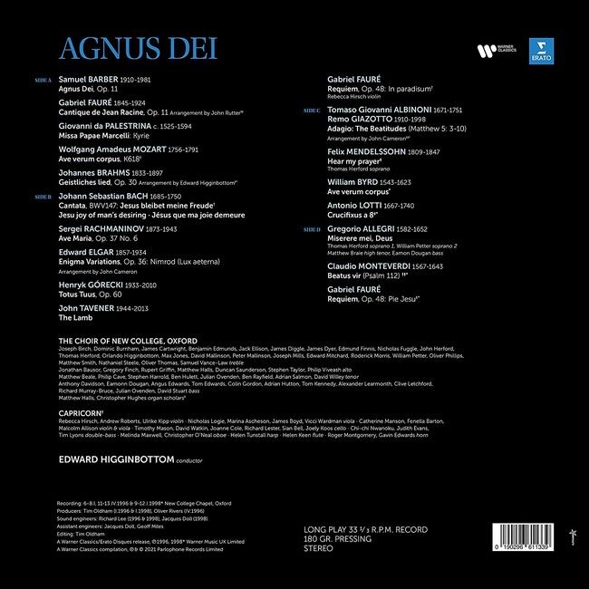 Choir of New College Oxford, Edward Higginbottom – Agnus Dei (2LP, Stereo, Vinyl)