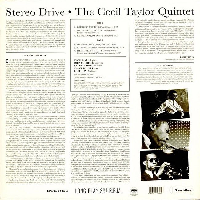 Cecil Taylor Quintet – Stereo Drive (LP, Reissue, Vinyl)