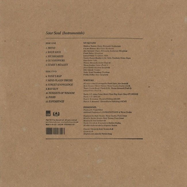 Платівка BadBadNotGood & Ghostface Killah – Sour Soul (Instrumentals)|BadBadNotGood і Ghostface Killah-Кисла душа