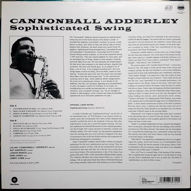 Cannonball Adderley – Sophisticated Swing (LP, Album, Limited Edition, Reissue, Remastered, Vinyl)