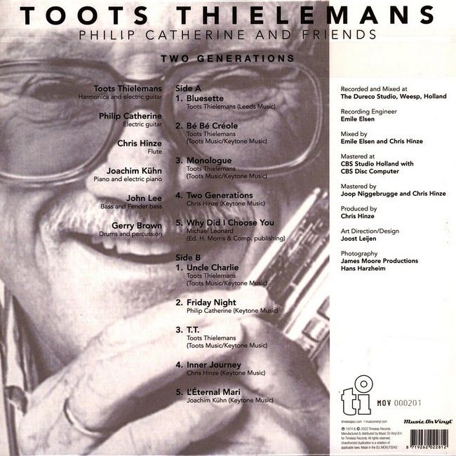 Toots Thielemans, Philip Catherine And Friends – Two Generations (LP, Limited Edition, Numbered, Stereo, White Vinyl)