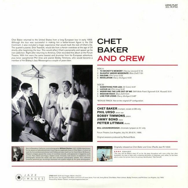 Chet Baker & Crew – Chet Baker & Crew (LP, Album, Limited Edition, Reissue, 180 gram, Gatefold, Vinyl)