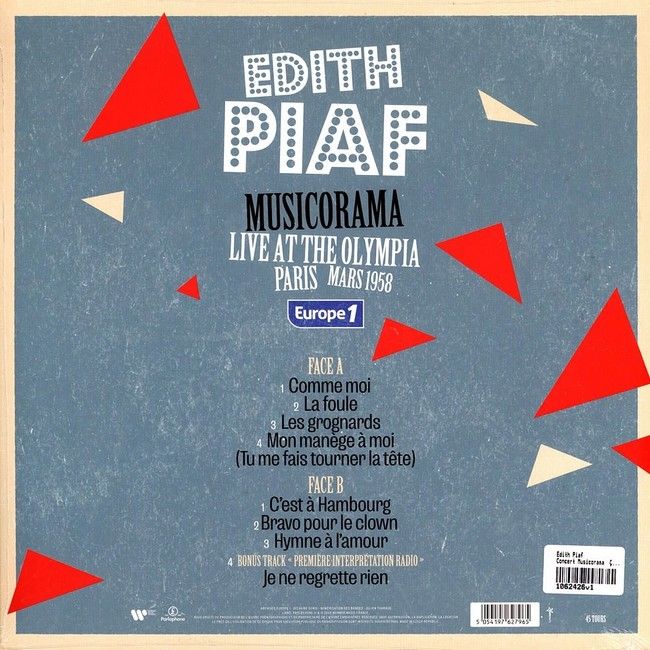 Edith Piaf – Musicorama - Live At The Olympia Paris (Mars 1958) - Europe 1 (LP, 45 RPM, Album, Red Vinyl)