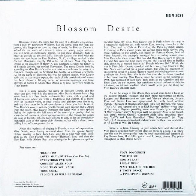 Blossom Dearie – Blossom Dearie (LP, Album, Reissue, Mono, 180g, Vinyl)