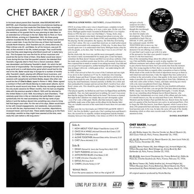 Chet Baker With Bobby Jaspar – I Get Chet (LP, Album, Limited Edition, 180g, Vinyl)