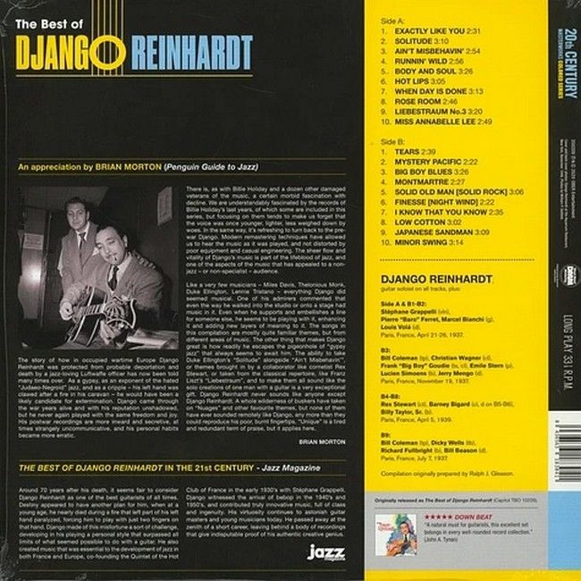 Django Reinhardt – The Best Of Django Reinhardt (LP, Compilation, Limited Edition, Reissue, Yellow Vinyl)