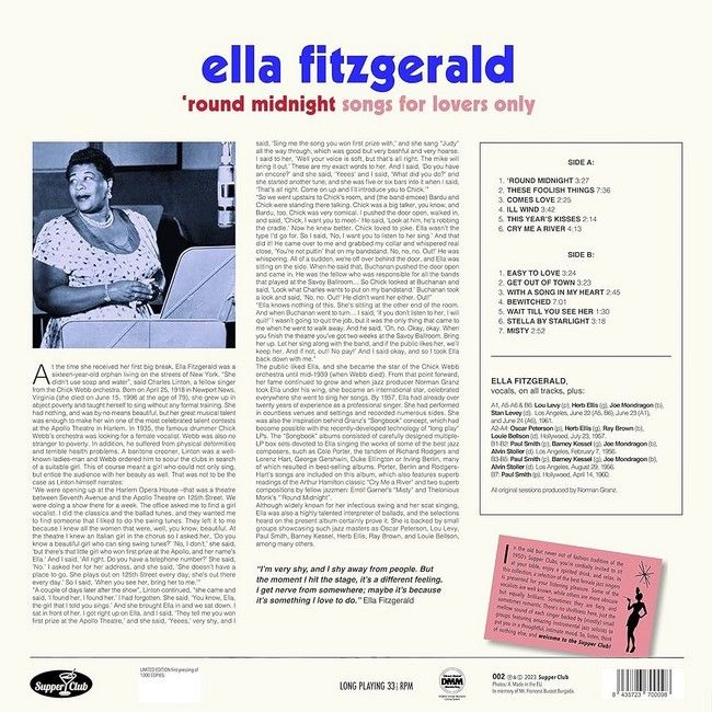Ella Fitzgerald – 'Round Midnight - Songs For Lovers Only (LP, Compilation, Vinyl)