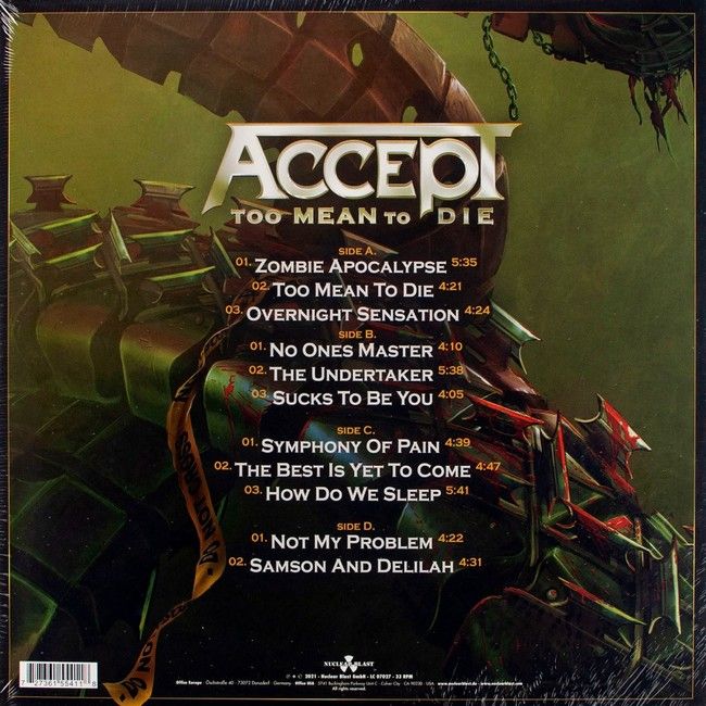 Accept – Too Mean To Die (2LP, Album, Limited Edition, Stereo, Vinyl)