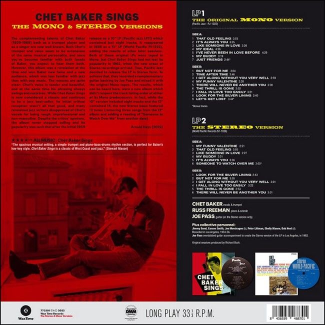 Chet Baker – Chet Baker Sings (2LP, Reissue, Stereo, Mono, Vinyl)