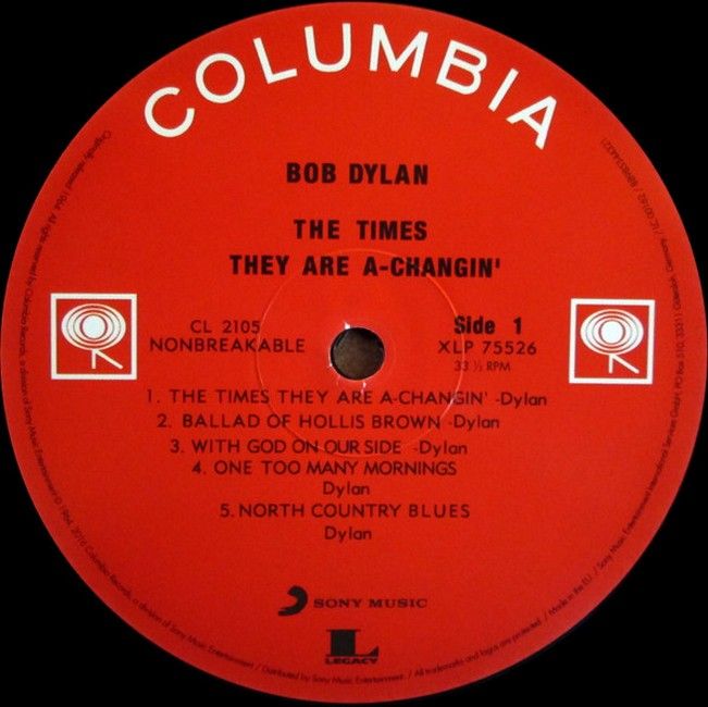 Bob Dylan – The Times They Are A-Changin' (LP, Album, Reissue, Mono, 180 Gram, VInyl)