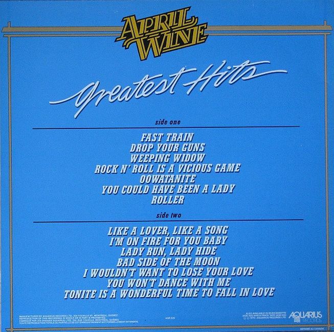 Платівка April Wine – Greatest Hits|Квітневе вино-Найбільші хіти