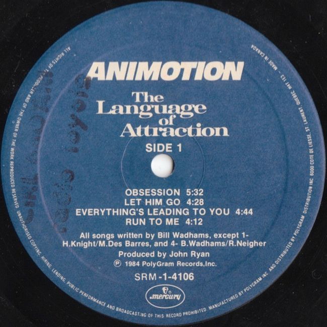 Платівка Animotion – The Language Of Attraction|Анімація-Мова привабливості
