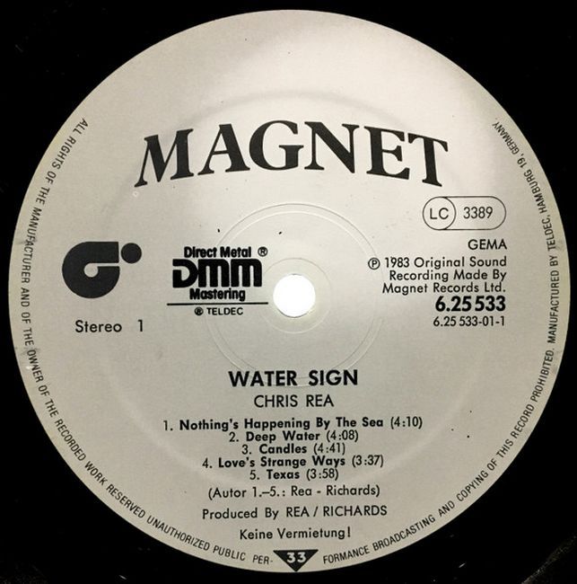 Платівка Кріс Рі | Chris Rea – Water Sign (Vinyl)
