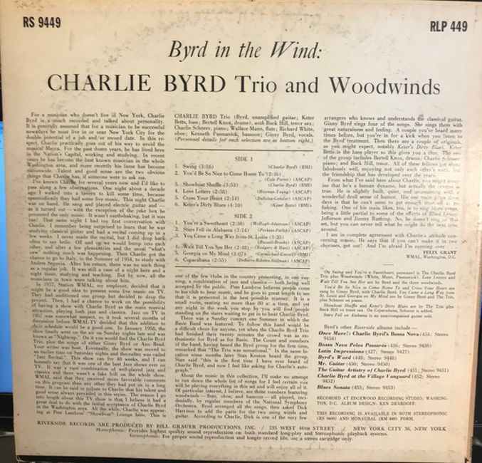 Charlie Byrd Trio And Woodwinds* – Byrd In The Wind (Vinyl)