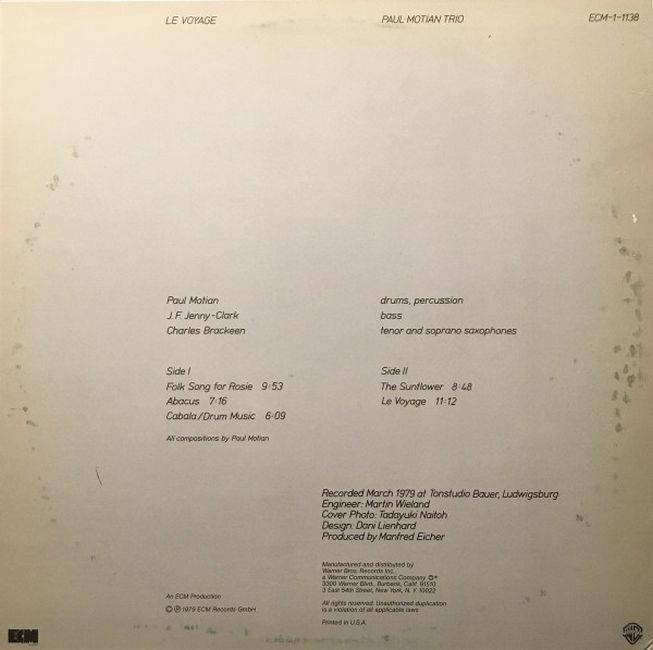 Paul Motian Trio – Le Voyage (Vinyl)
