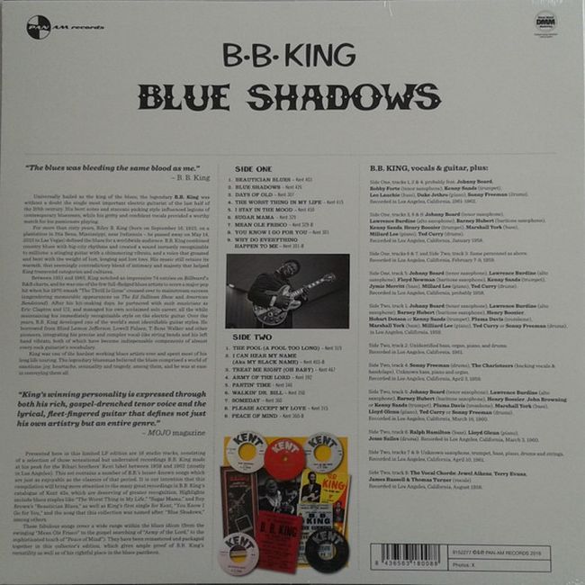 Платівка Б.Б. Кінг | B.B. King – Blue Shadows - Underrated Kent Recordings 1958-1962