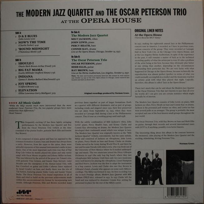 The Modern Jazz Quartet / The Oscar Peterson Trio – At The Opera House (Vinyl)