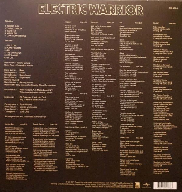 T. Rex - Electric Warrior (LP, Album, Reissue, 180 Gram, Vinyl)